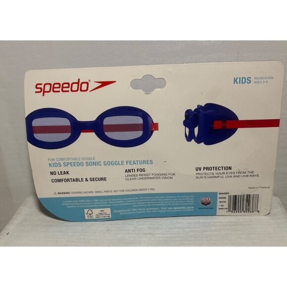 Speedo Kids Sonic Goggles Ages 3-6 Secure No-Leak Anti-Fog UV Protection White - Picture 2 of 4